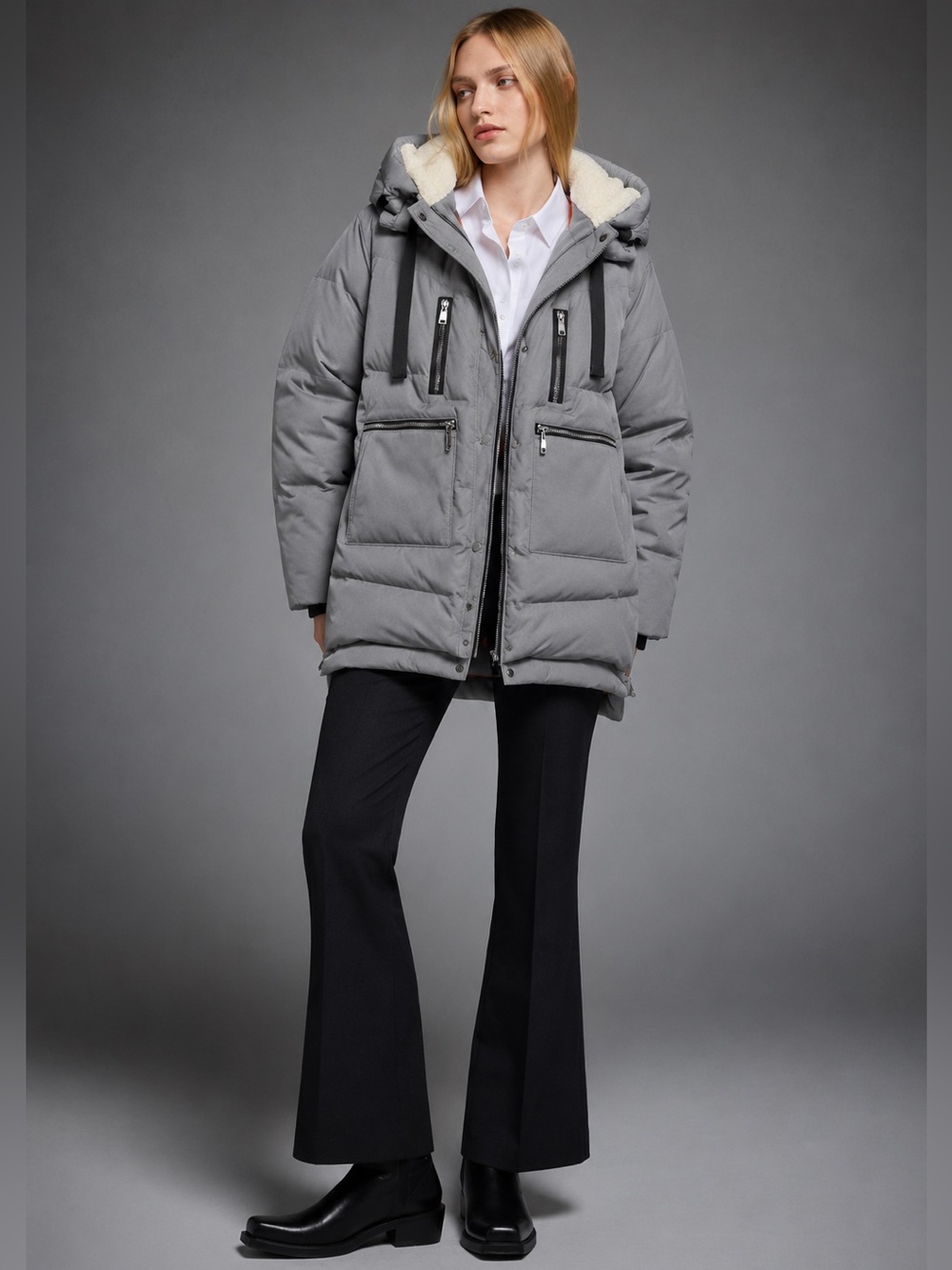 OROLAY Women’s Thickened Down Jacket Grey XL